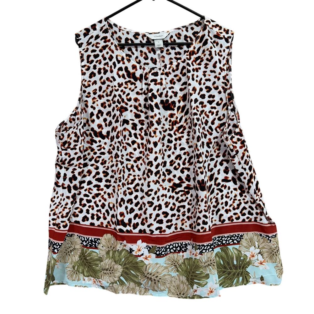 Christopher & Banks Womens Multicolored Animal Print Sleeveless Shell Tank 3X